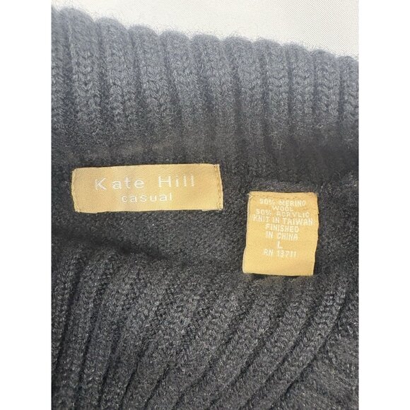 Kate Hill Women's Sweater Black Wool Blend Size Large - Picture 6 of 8